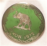 Nixon in ’72 Green Enamel Campaign Pin