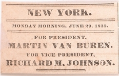 Martin Van Buren Newspaper Ticket