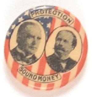 McKinley, Hobart Sound Money Newell Brothers Pin