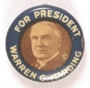 Harding Smaller Size Blue Border Celluloid