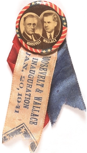 Roosevelt, Wallace Jugate With Inaugural Ribbons