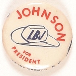 Johnson for President Stetson Hat Celluloid