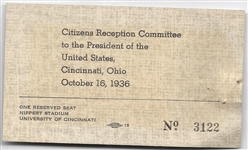 Franklin Roosevelt Sepia Celluloid, 1936 Ohio Ticket
