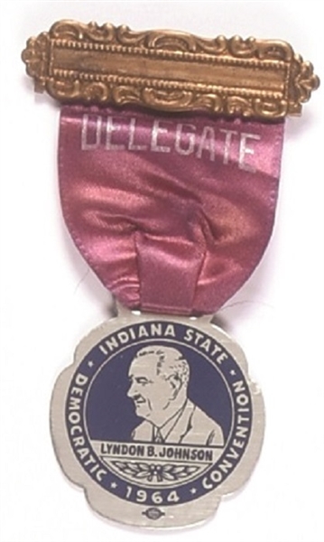 LBJ Indiana Convention Delegate Violet Badge