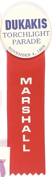 Dukakis Chicago Torchlight Parade Pin and Ribbon