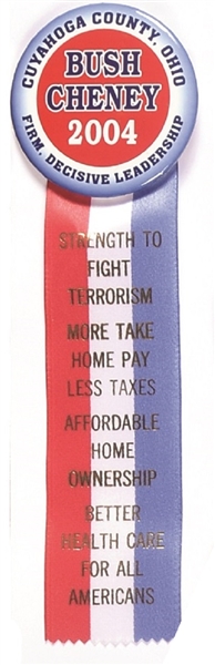 Cuyahoga County for Bush, Cheney Pin and Ribbon