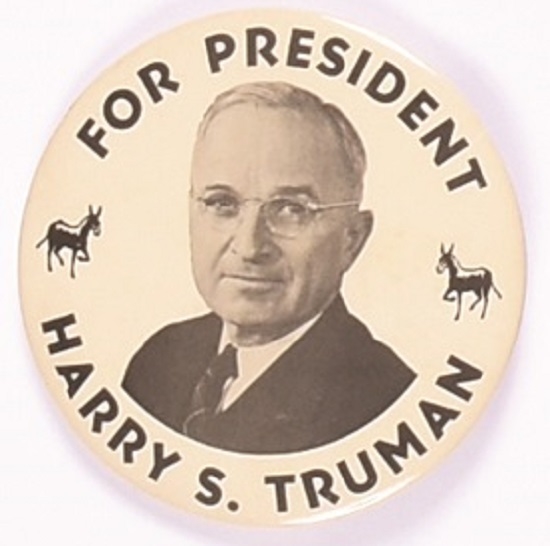 Truman for President Large Celluloid