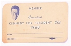 John F. Kennedy Connecticut Club Card