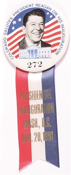 Reagan Colorado 1981 Inaugural Pin and Ribbon