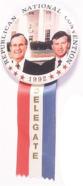 Bush, Quayle 1992 RNC Pin and Ribbon