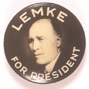 Lemke for President 1936 Union Party Pin