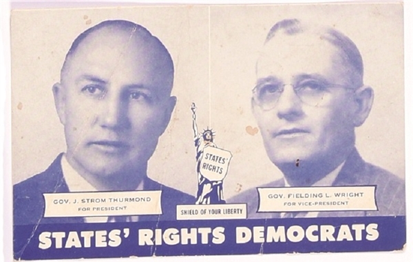 Thurmond, Wright States Rights Democrats Postcard