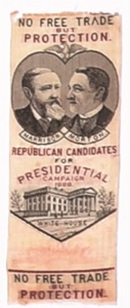 Harrison, Morton No Free Trade But Protection Ribbon