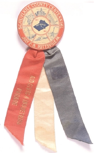 Pottsville, Pa. Centennial Pin and Ribbon