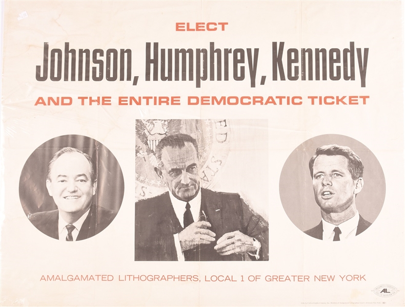 LBJ, HHH, RFK New York Coattail Poster