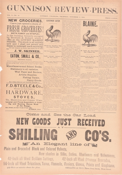 Blaine 1884 Victory Newspaper