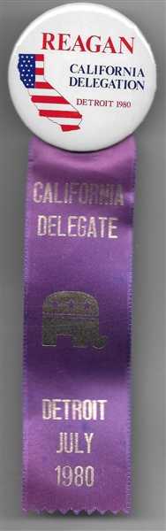 Reagan California Delegation Pin and Ribbon 