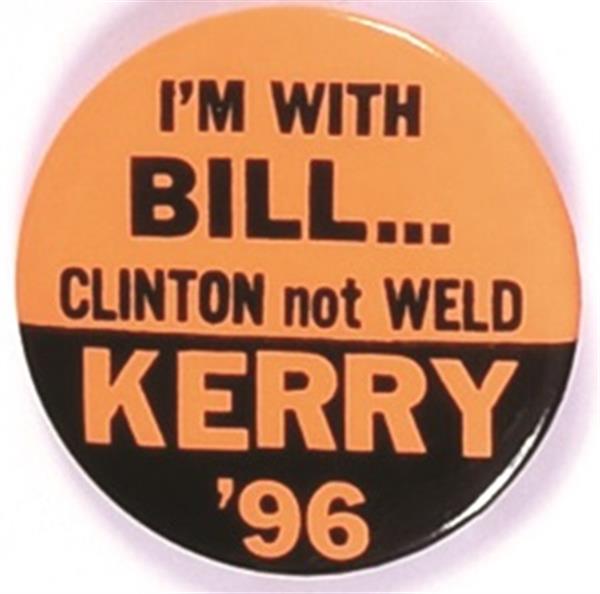 Clinton and Kerry 1996 Massachusetts Pin