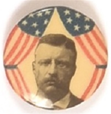 Theodore Roosevelt Rare Flag Celluloid