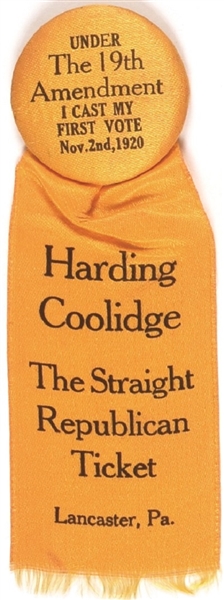 Harding 19th Amendment First Vote Badge