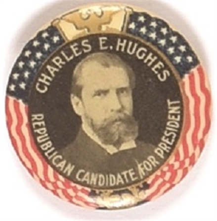 Hughes for President Scarce Eagle, Stars and Stripes Pin