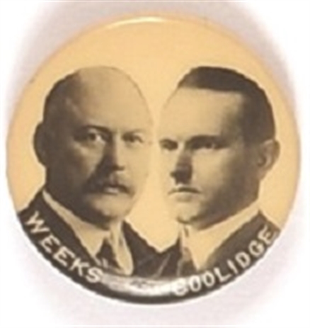 Coolidge and Weeks 1918 Massachusetts Pin