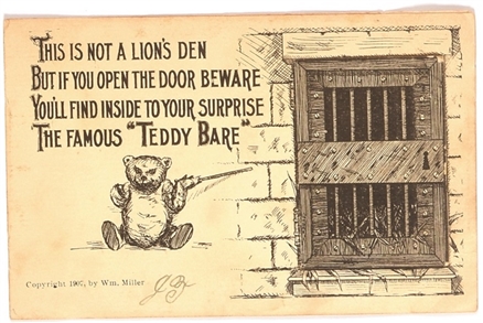 Theodore Roosevelt Teddy Bear Mechanical Bathroom Postcard