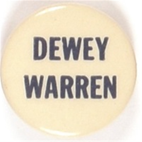 Dewey, Warren Blue and White Celluloid