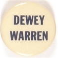 Dewey, Warren Blue and White Celluloid