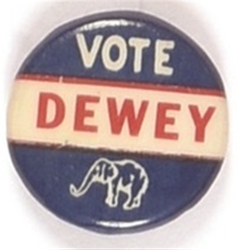 Vote Dewey RWB Elephant Pin