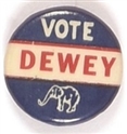 Vote Dewey RWB Elephant Pin