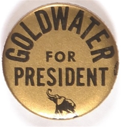 Goldwater for President Gold, Black Elephant Pin