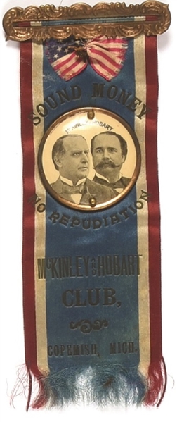 McKinley, Rare Michigan No Repudiation Ribbon