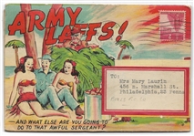 World War II Army Laffs Fold-Out Postcard 