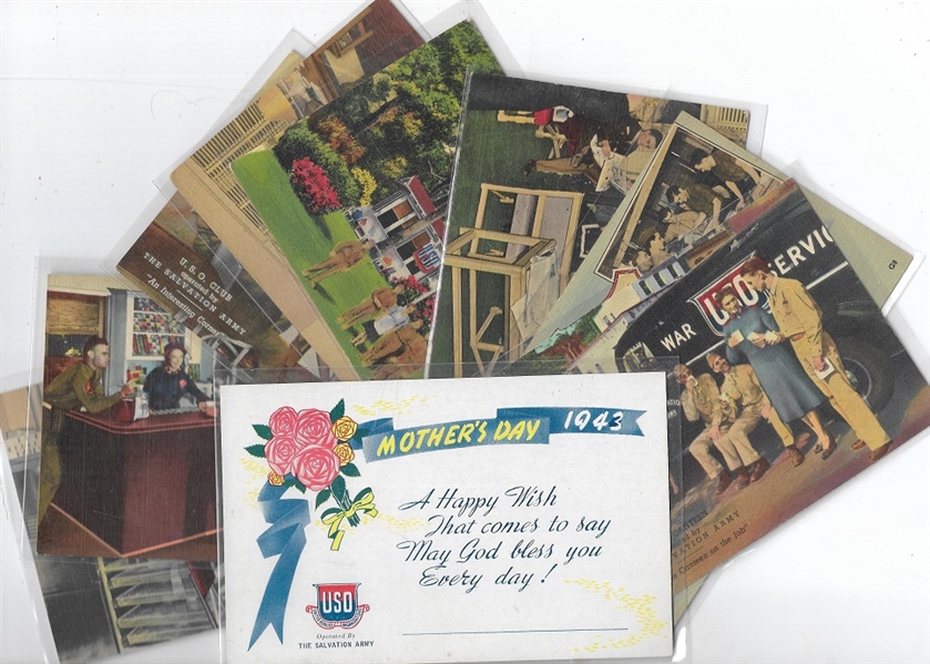 Group of 9 USO Postcards 