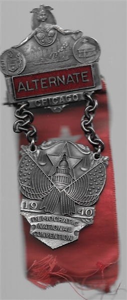 FDR 1940 Alternate Delegate Badge 