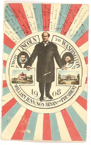 Bryan From Lincoln to Washington Postcard