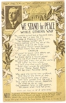 Wilson We Stand for Peace Postcard
