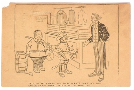 Uncle Sam, Taft and Roosevelt Postcard
