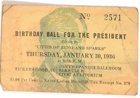 FDR Nevada Birthday Ball Ticket