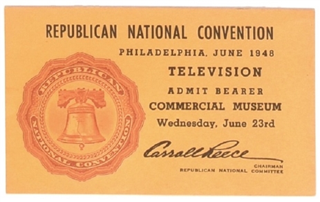 Dewey 1948 Convention Ticket
