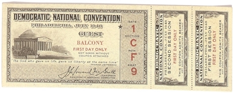 Truman 1948 Convention Guest Ticket, Stubs