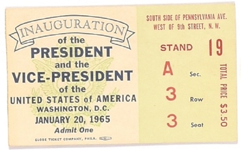 LBJ Inauguration Ticket