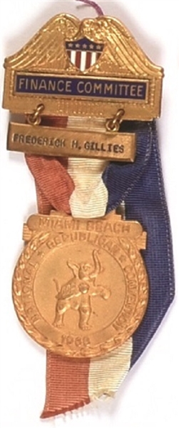 Nixon 1968 Convention Finance Committee Badge