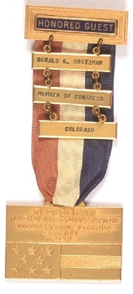 Nixon 1972 Convention Member of Congress Badge