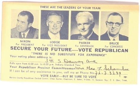 Nixon Indiana Coattail Postcard