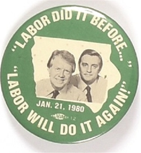Carter, Mondale Iowa Labor Pin
