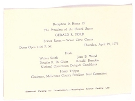 Ford Waco, Texas, Reception Ticket