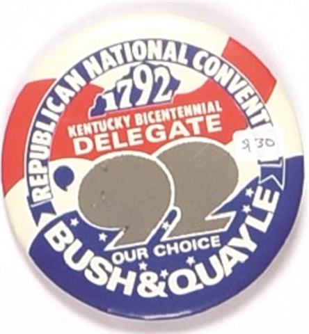 Bush, Quayle 1992 Convention Rub-Off Jugate