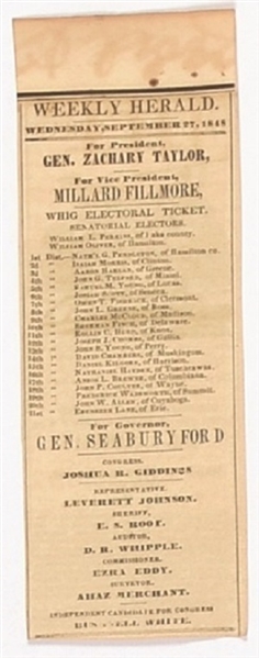 Taylor Ohio Ballot Cut from Newspaper